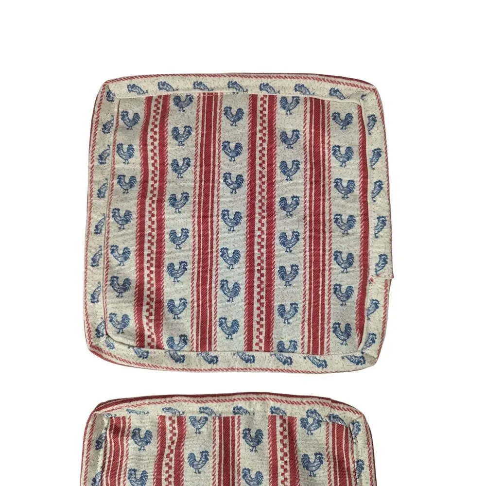 Pinwheels Potholders Rooster Stripes 2-Pc Red Gray White Cotton Poly 9 x 9-inch